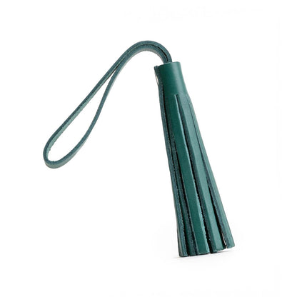 All Color: Peacock | Fringed leather tassel with leather loop