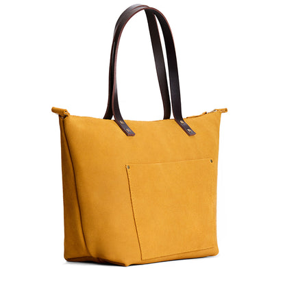 Dijon*Zipper | Large leather tote bag with sturdy bridle handles and front pocket