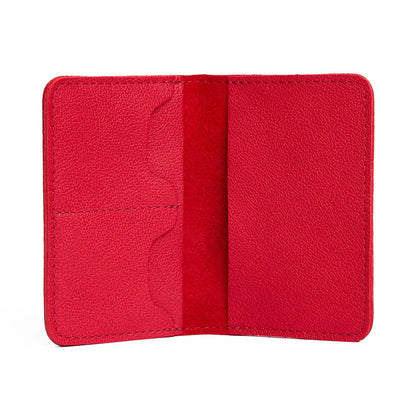 Cherry | Leather passport case with PLG logo open shot