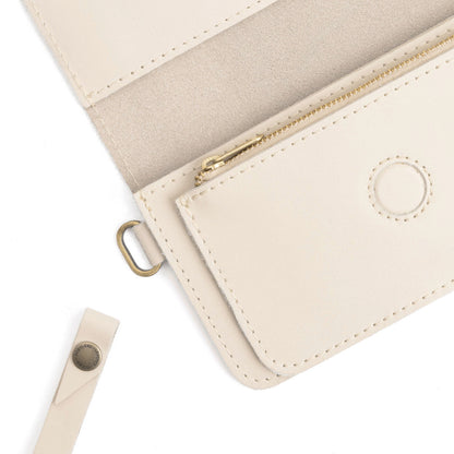 Bone | Leather wallet clutch with wristlet and magnetic closure
