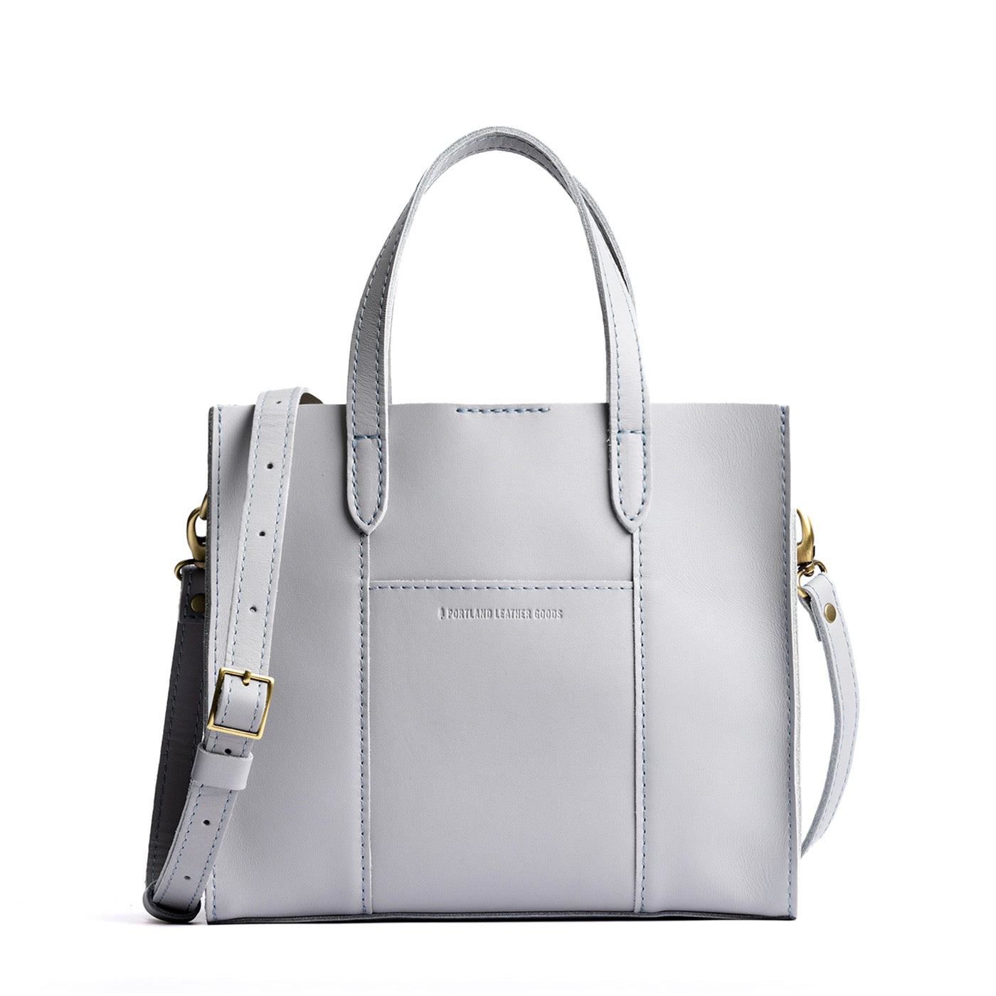 Formal Grey | Structured mid-size tote bag with overlapping panels and crossbody strap