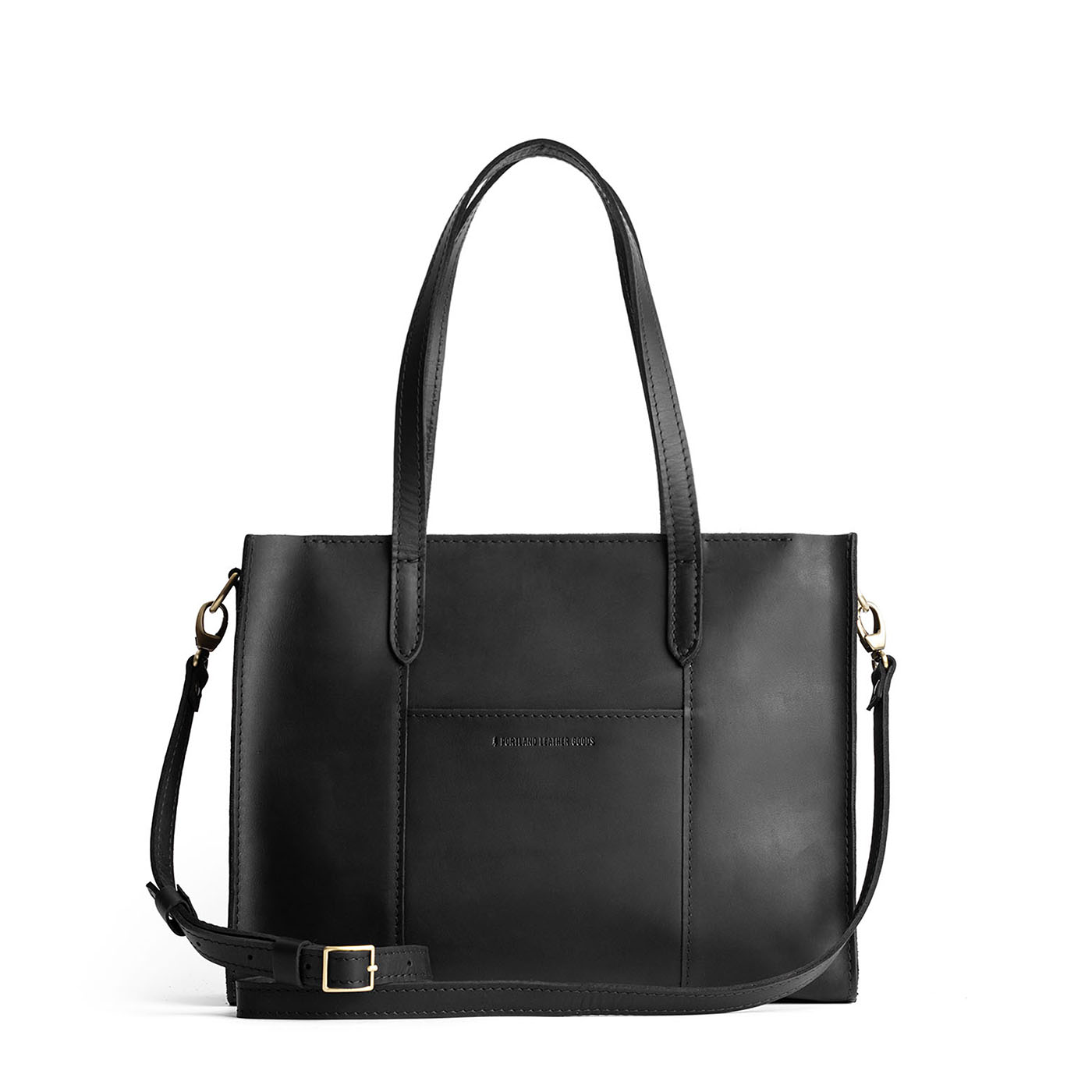 Black*East/West | Structured wide tote bag with overlapping panels and crossbody strap