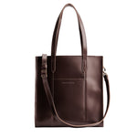 Chocolate Brown*North/South | Structured large tote bag with overlapping panels and crossbody strap