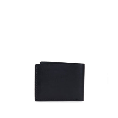 Leather bifold wallet with six geometric card slots