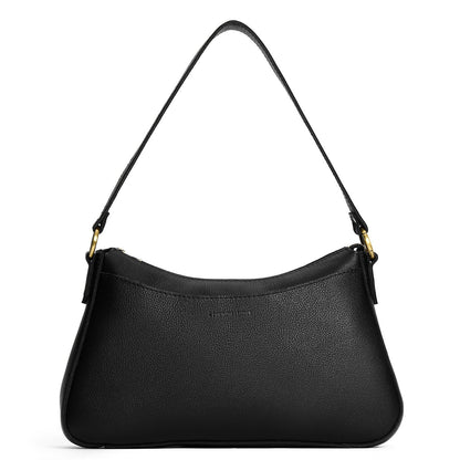 Pebbled--black*Large | Large bean shaped shoulder bag with a zipper closure