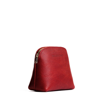 Chili Red*Classic | Compact leather pouch with top zipper