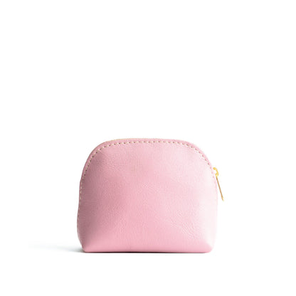 Vintage Pink*Mini | Compact leather pouch with top zipper