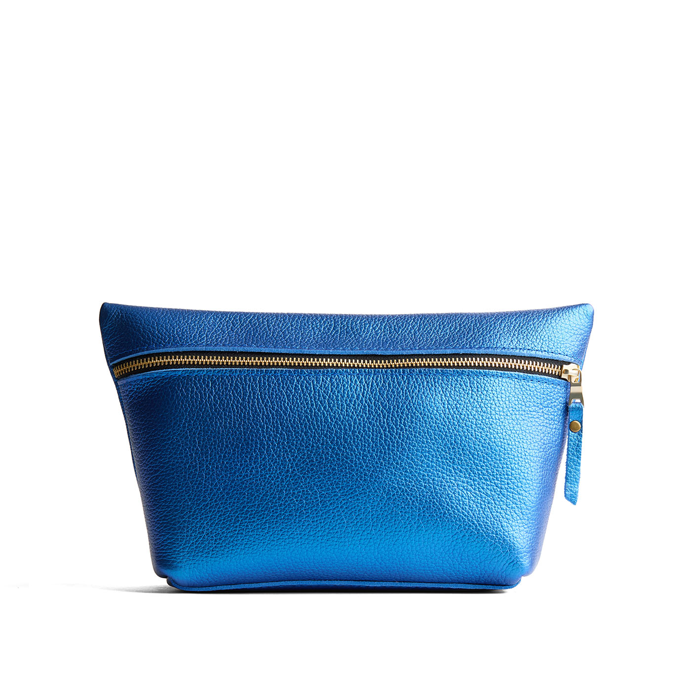 Comet Blue*Extra Large | Large leather makeup bag with zipper