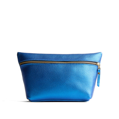 Comet Blue*Extra Large | Large leather makeup bag with zipper