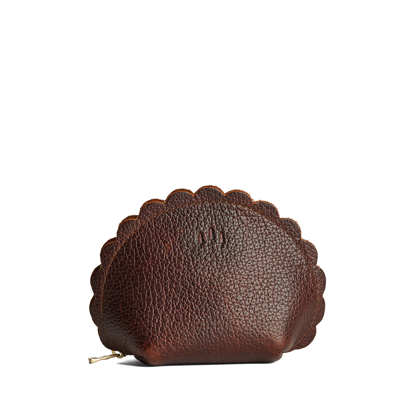 Coldbrew*Large | Curved leather pouch with zipper and scalloped edges