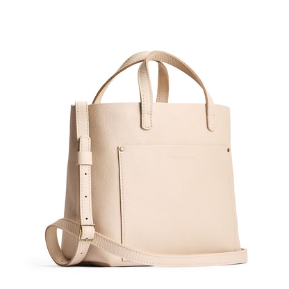 Pebbled Bone*Classic | Midsize crossbody tote with handles and a pocket