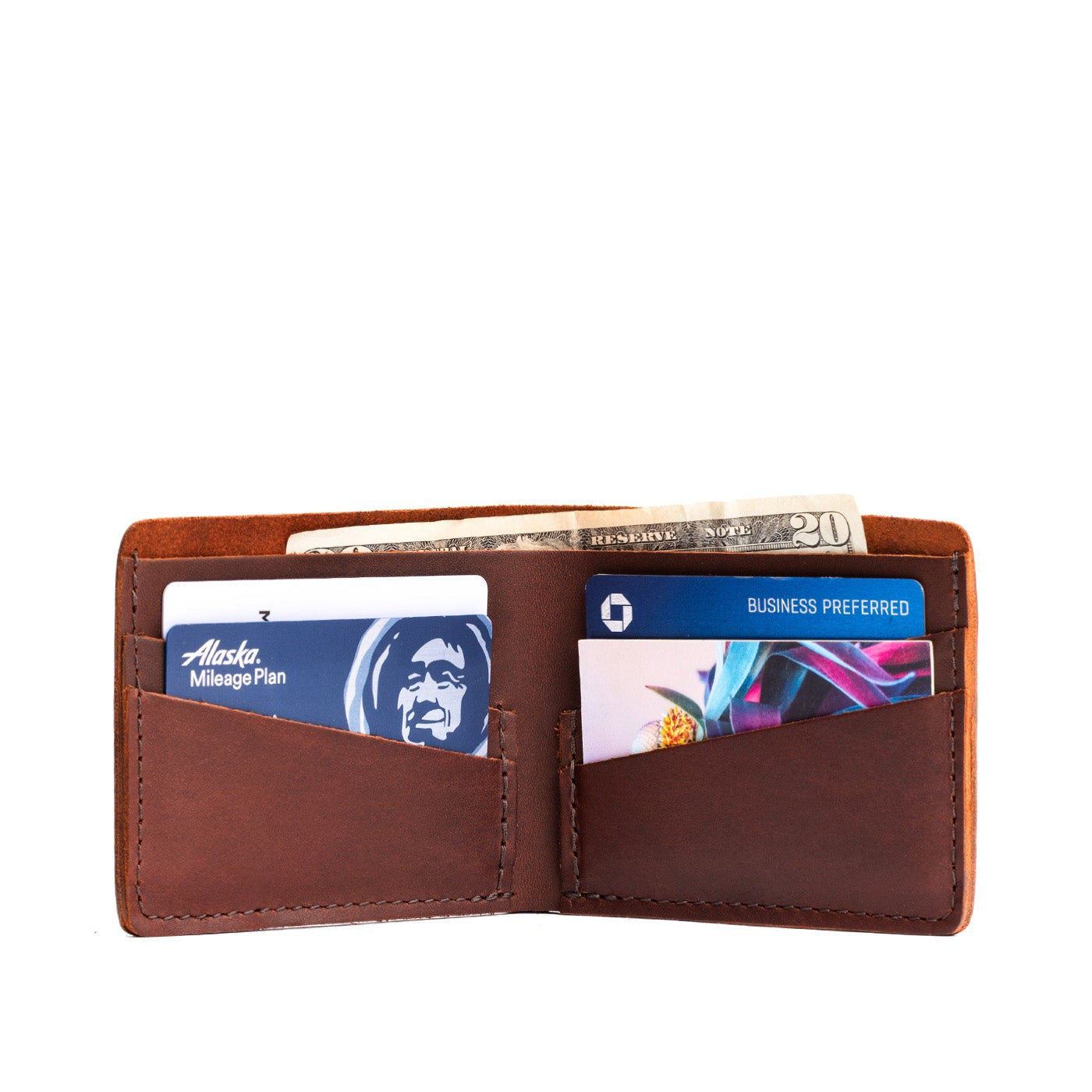 Cognac | Leather bifold wallet with card slots