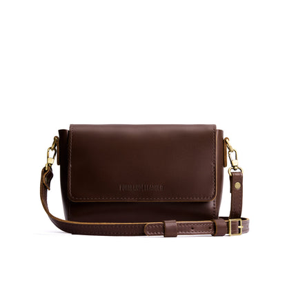 Chocolate Brown*Mini | Leather Crossbody Bag with Magnetic Messenger Bag Closure