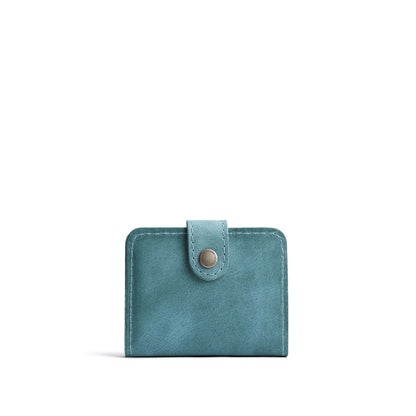 Aqua | Small leather bifold wallet with snap