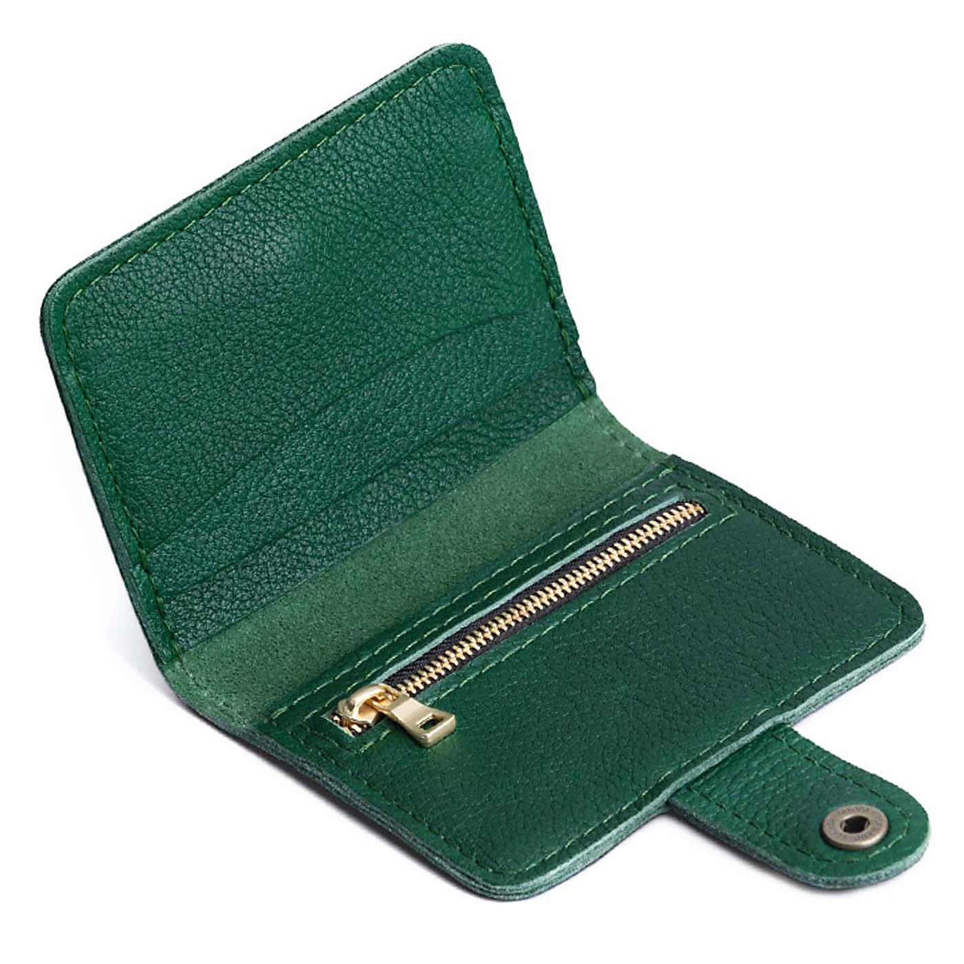 Bacalar | Small leather bifold wallet with snap open