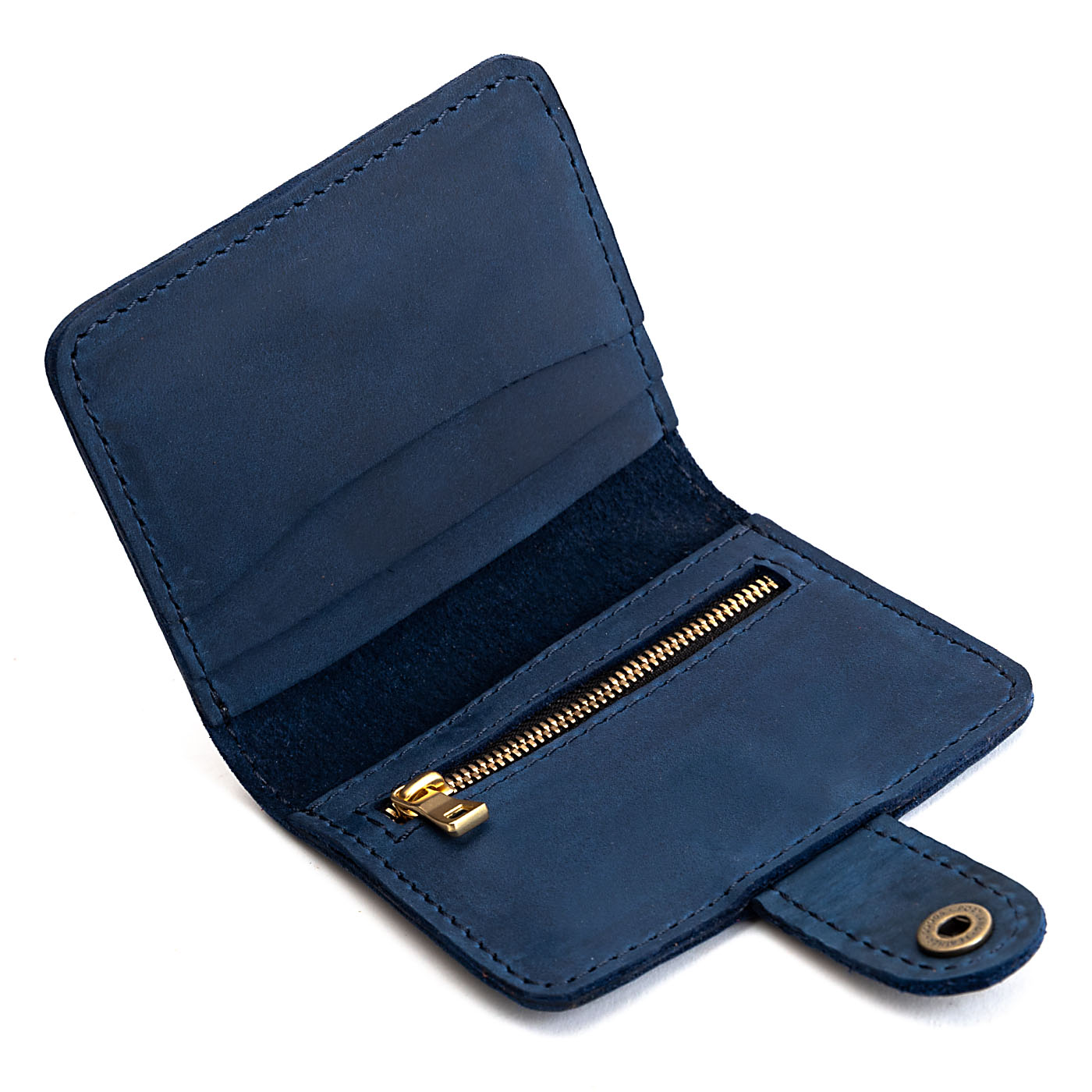 Deep Water | Small leather wallet with snap open