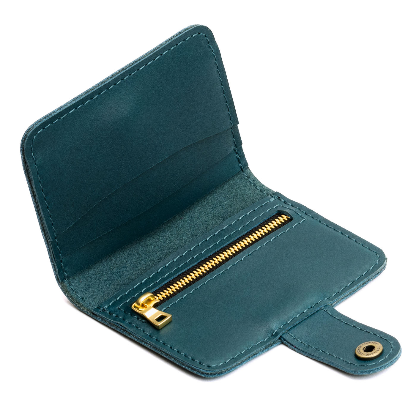 Harbor | Small leather bifold wallet with snap open