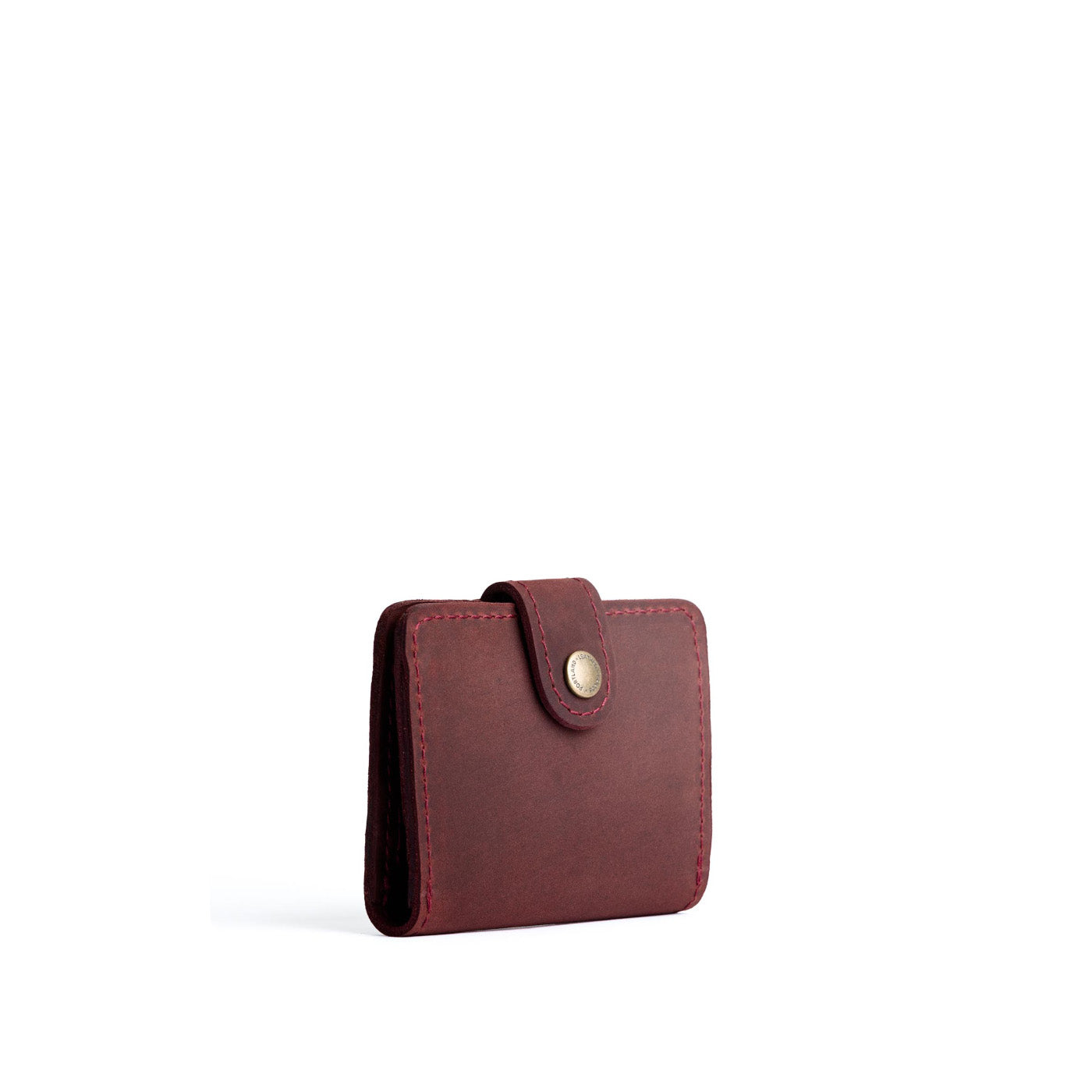 Merlot | Small leather wallet with snap closed
