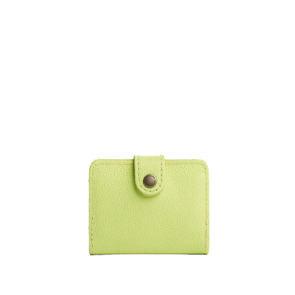 Shadow Lime | Small leather wallet with snap closure
