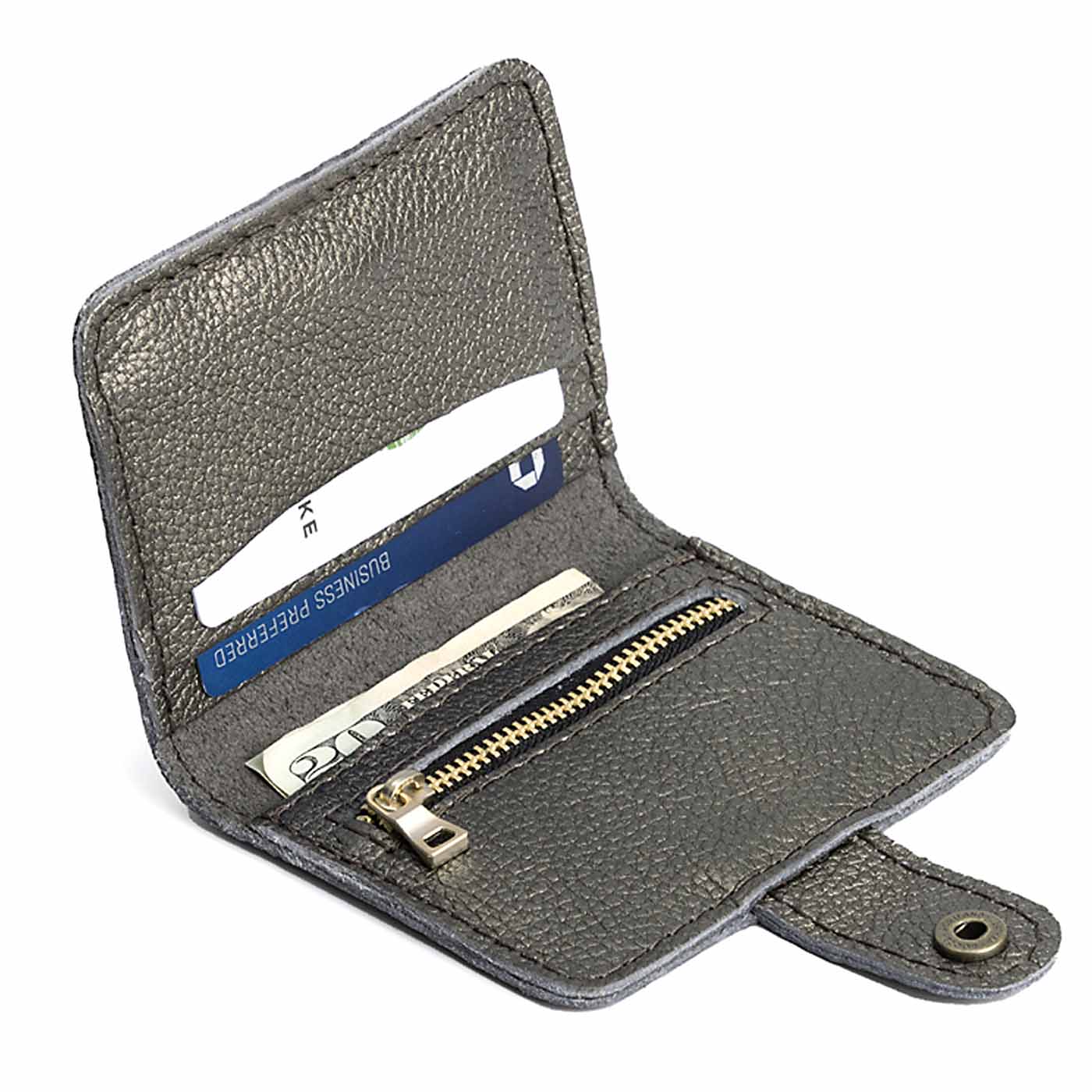 Stardust | Small leather wallet with snap open