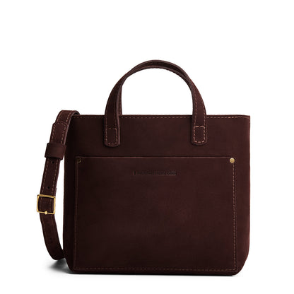 Velvet Brown*Zipper | Crossbody tote bag with zipper closure and front pocket