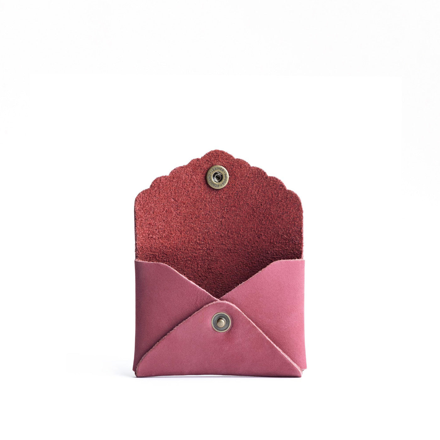 Foxglove | Small leather wallet with scalloped edge open