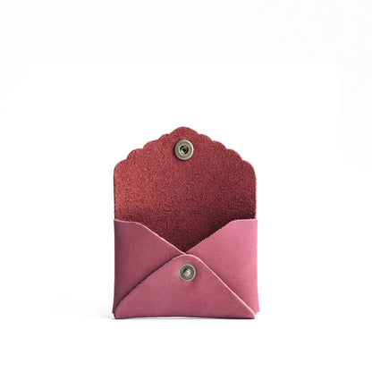 Foxglove | Small leather wallet with scalloped edge open