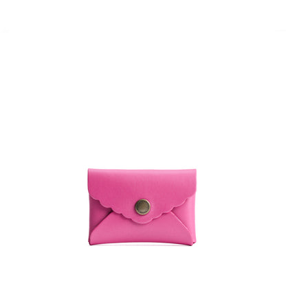 Lip Gloss | Small leather card wallet with scalloped edge