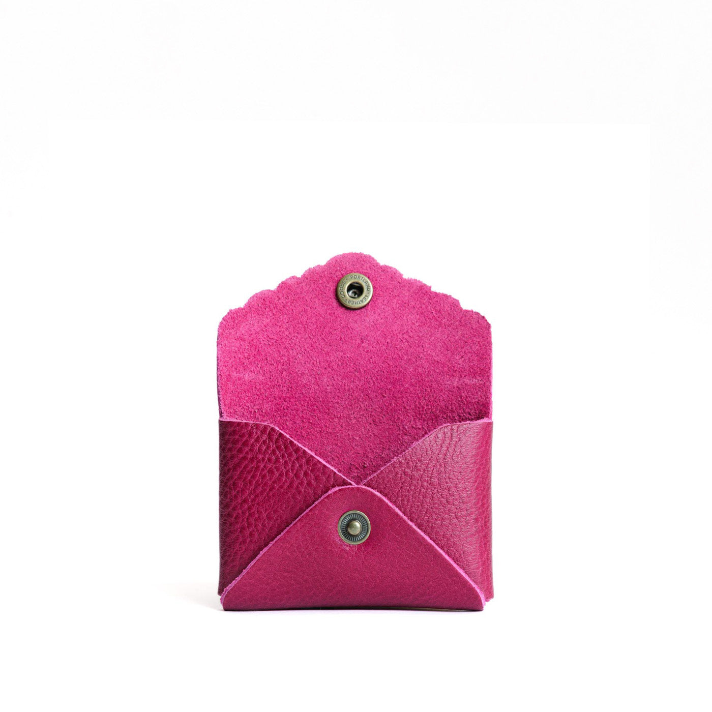 Cosmo | Small leather wallet with scalloped edge open