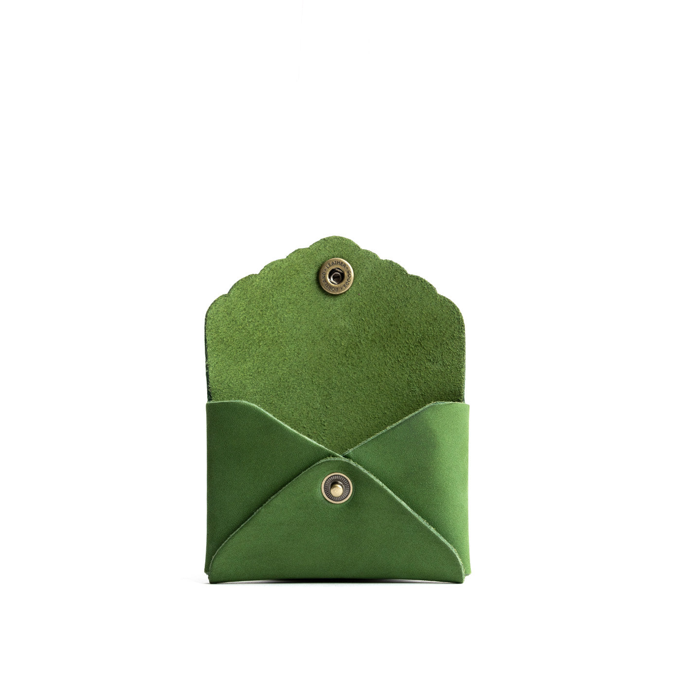Succulent | Small leather wallet with scalloped edge open