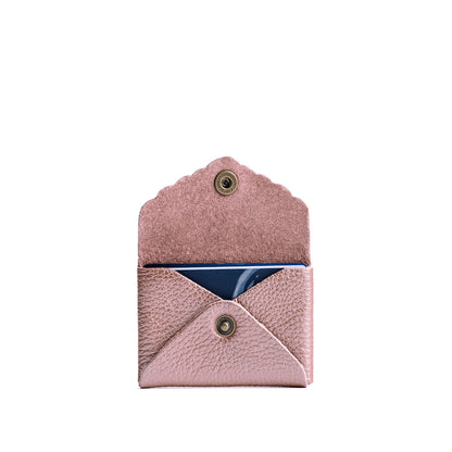 Supernova | Small leather card wallet with scalloped edge open