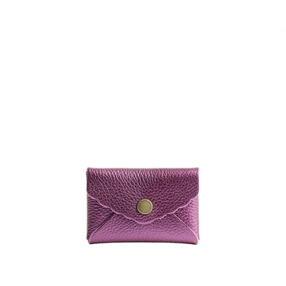 Ultra Violet | Small leather card wallet with scalloped edge closed