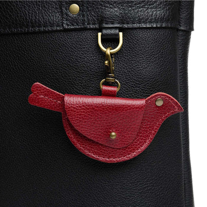 Chili Red | Bird shaped pouch with button closure and lobster clasp