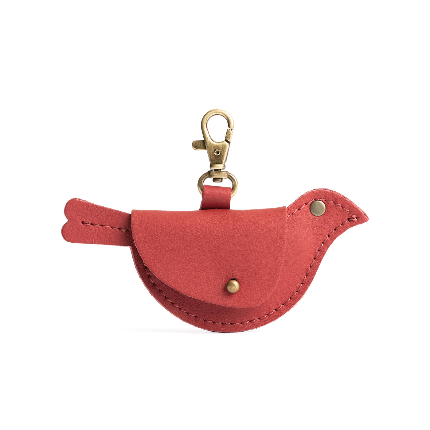 Crimson | Bird shaped pouch with button closure and lobster clasp
