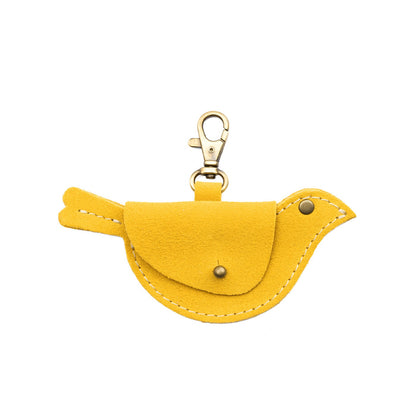 Hello Yellow | Bird shaped pouch with button closure and lobster clasp
