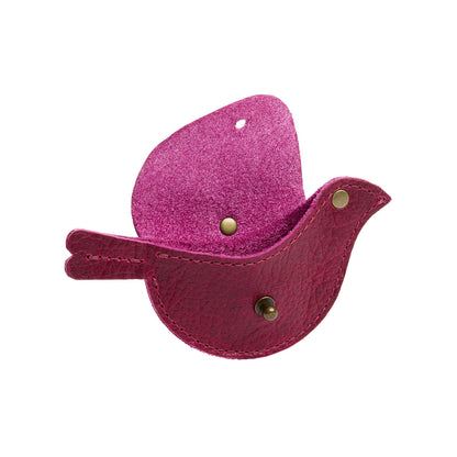 Orchid | Bird shaped pouch with button closure and lobster clasp
