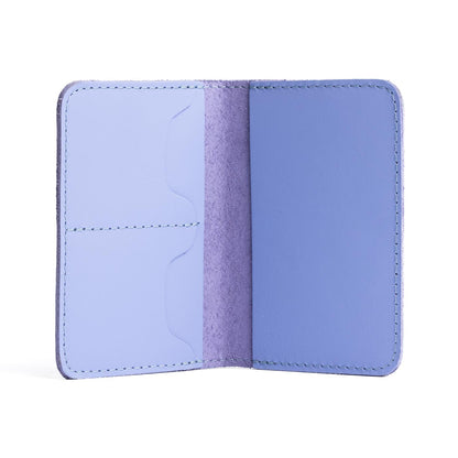 Jacaranda | Leather passport case with PLG logo open shot