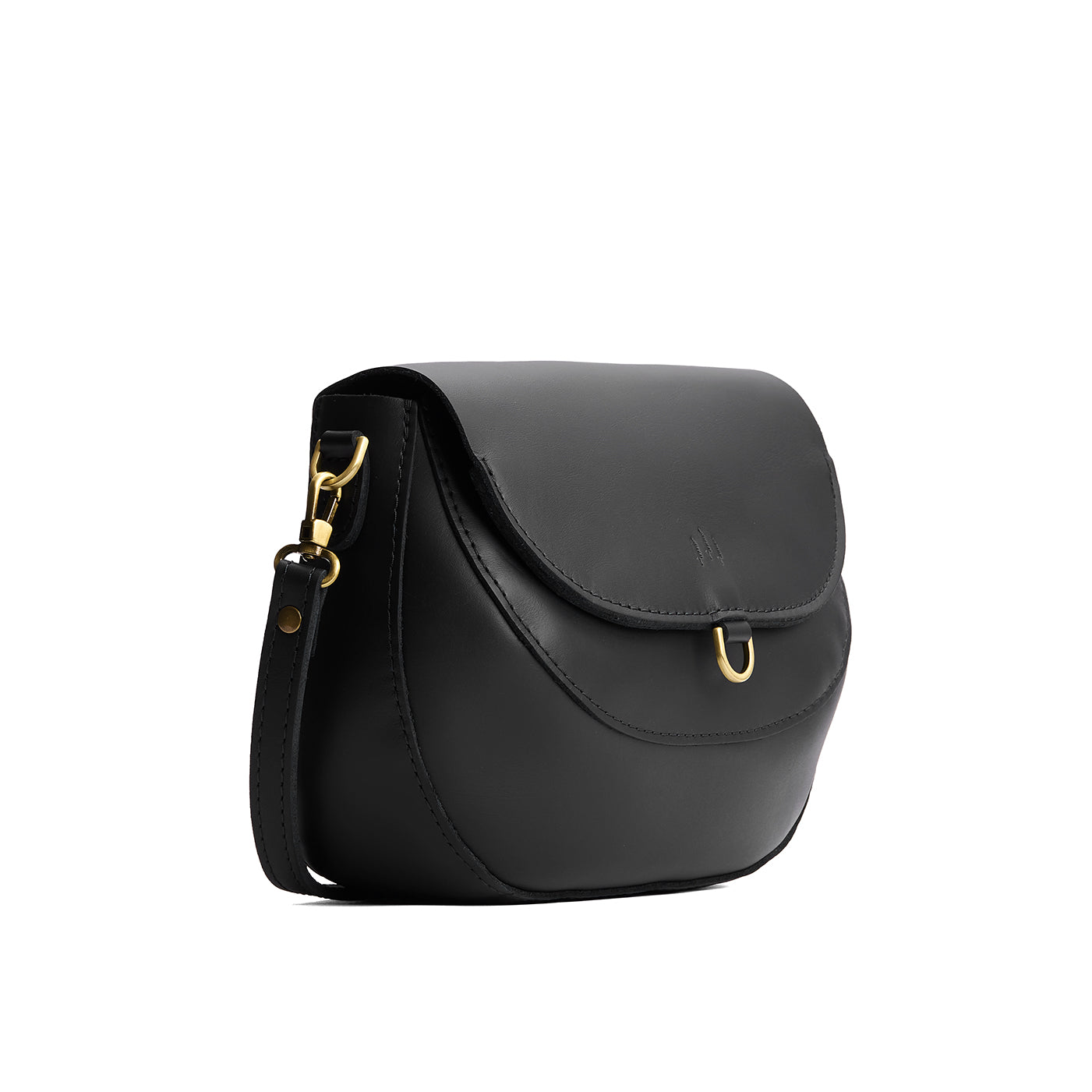 Black*Large | Leather Crossbody with a flap and magnetic closure