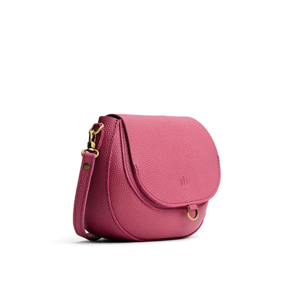 Wild Rose*Small | Petite leather Crossbody with a flap and magnetic closure