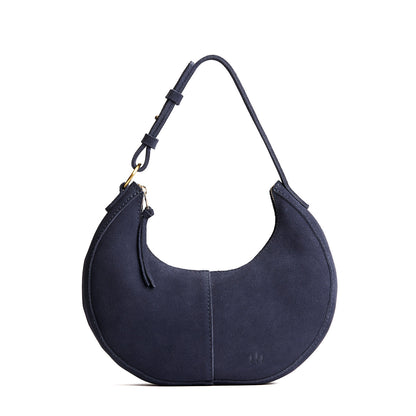 Alaska Blue*Small | Crescent shaped shoulder bag with zipper closure and adjustable strap
