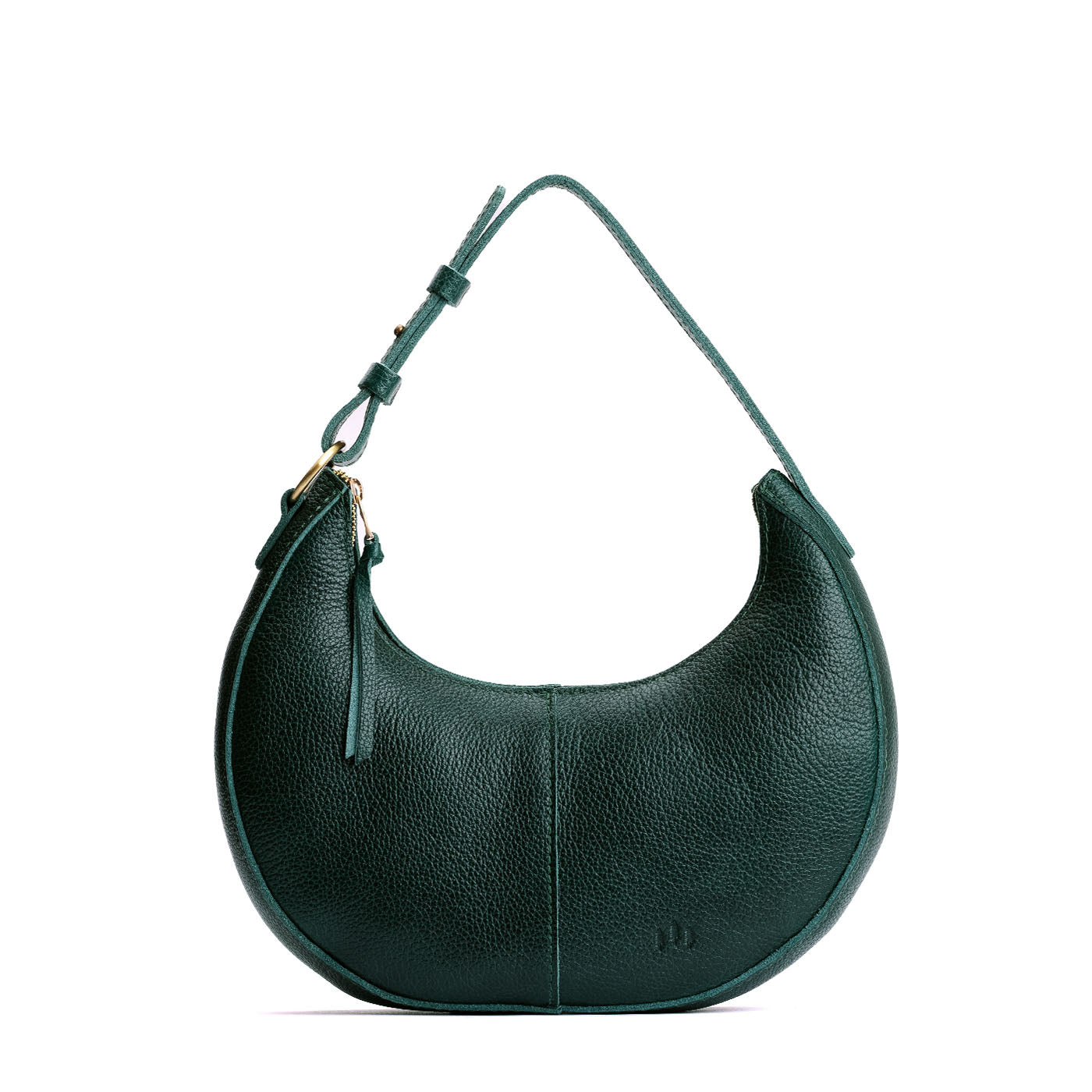 Forest Green*Small | Crescent shaped shoulder bag with zipper closure and adjustable strap