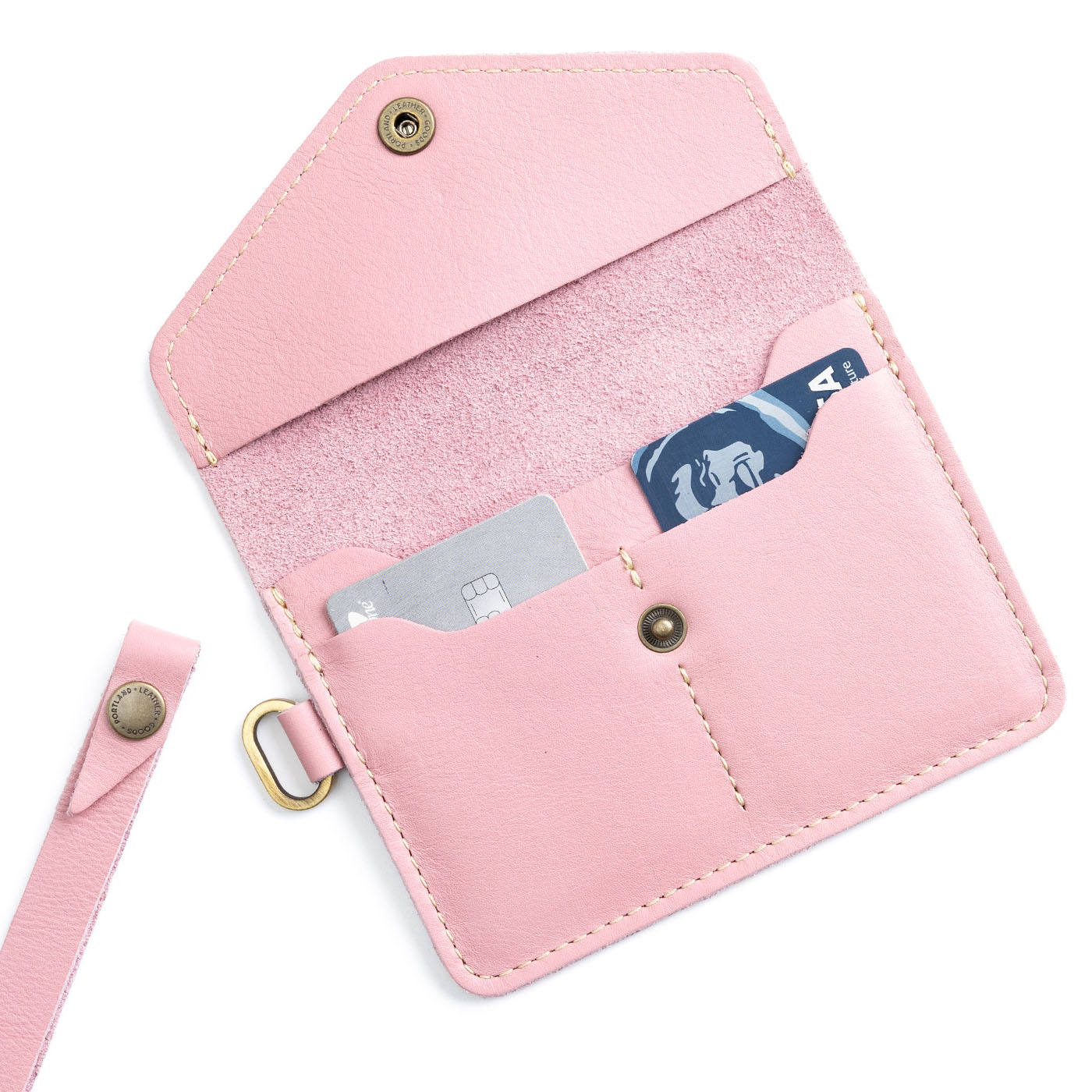 Vintage Pink | Small Leather Passport Wristlet