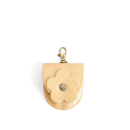 Champagne | U shaped pouch with leather flower applique