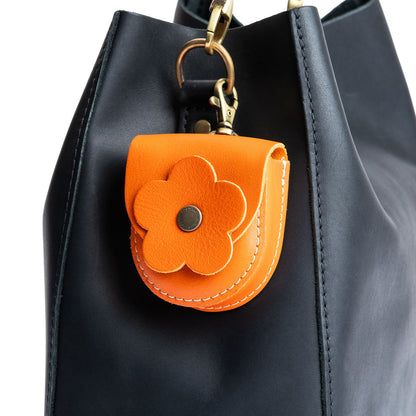 All Color: Clementine | U shaped pouch with leather flower applique