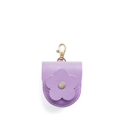 Lavender | U shaped pouch with leather flower applique