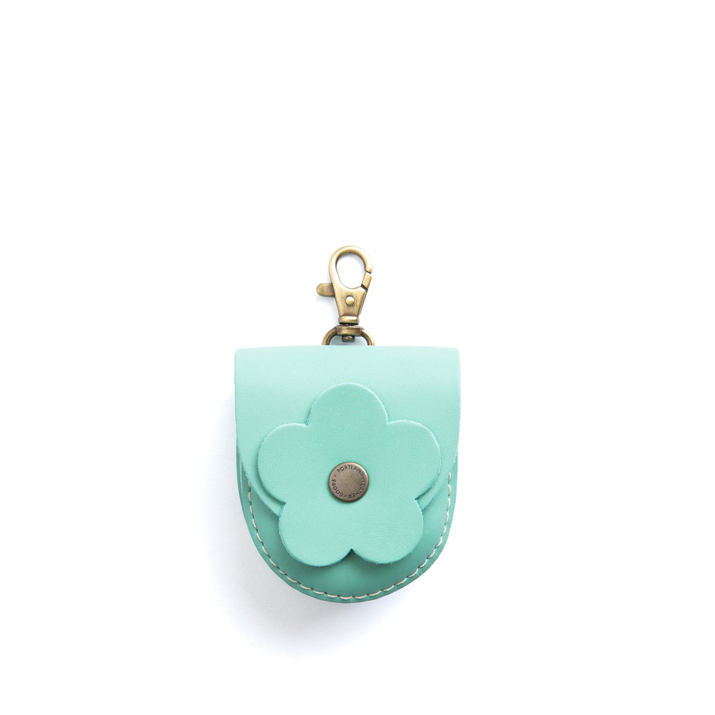 Mint | U shaped pouch with leather flower applique