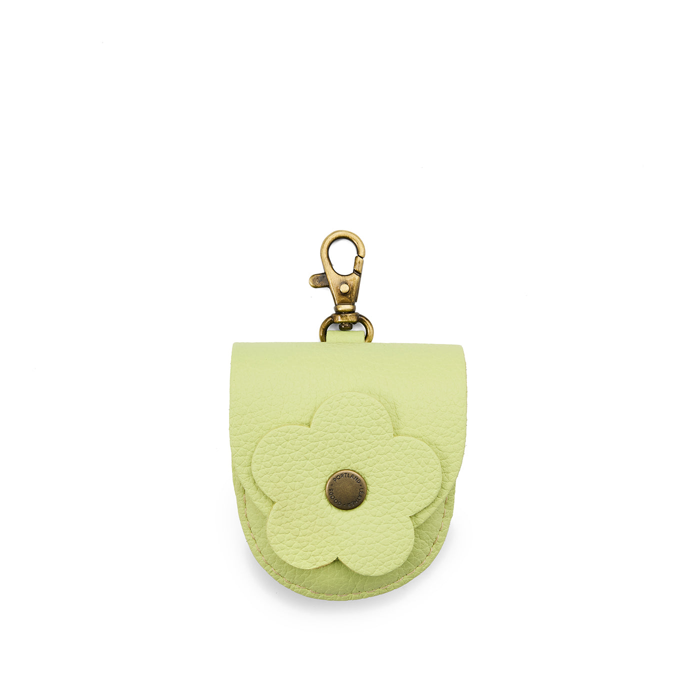 Shadow Lime | U shaped pouch with leather flower applique