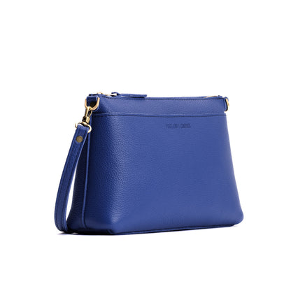 Molino Blue*Large | Zip top crossbody bag with detachable strap