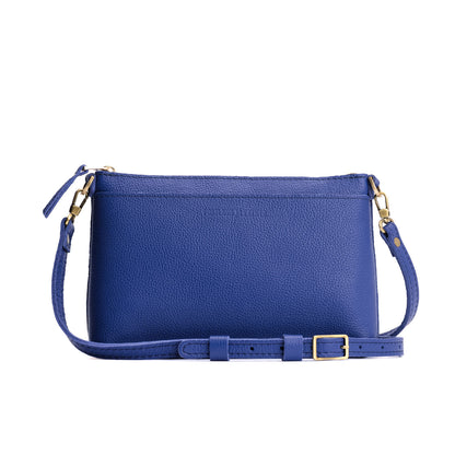 Molino Blue*Small | Zip top petite crossbody bag with detachable strap
