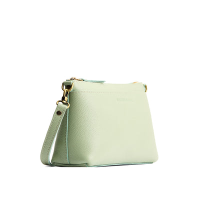Pistachio*Small | Zip top crossbody bag with detachable strap